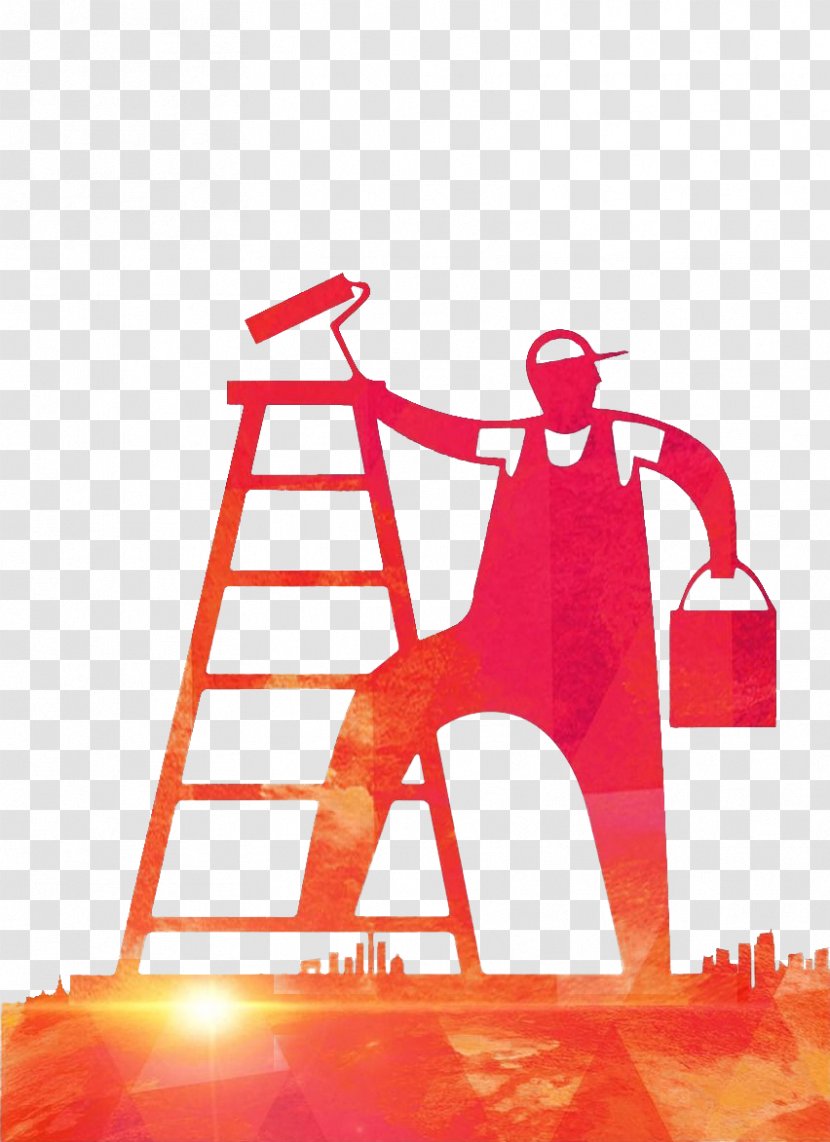 Silhouette Handyman House Painter And Decorator - Red Transparent PNG