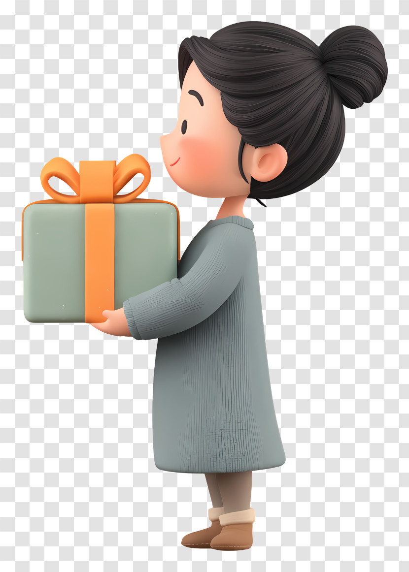 Girl Holding Gift Box Transparent PNG