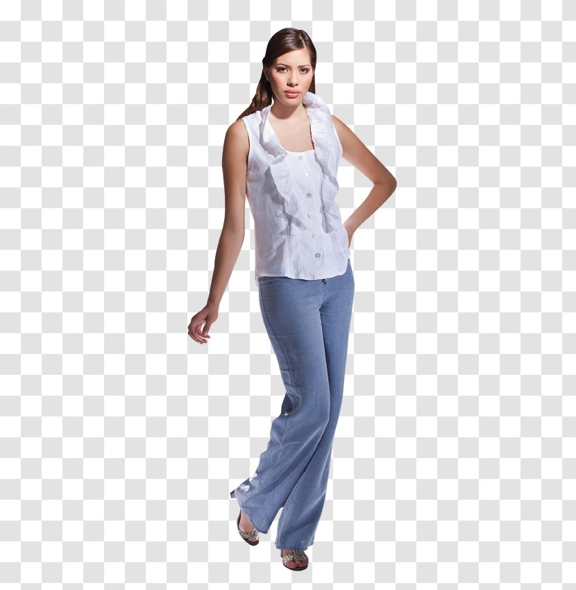 Jeans Waist Clothing Nightwear Sleeve - White Transparent PNG