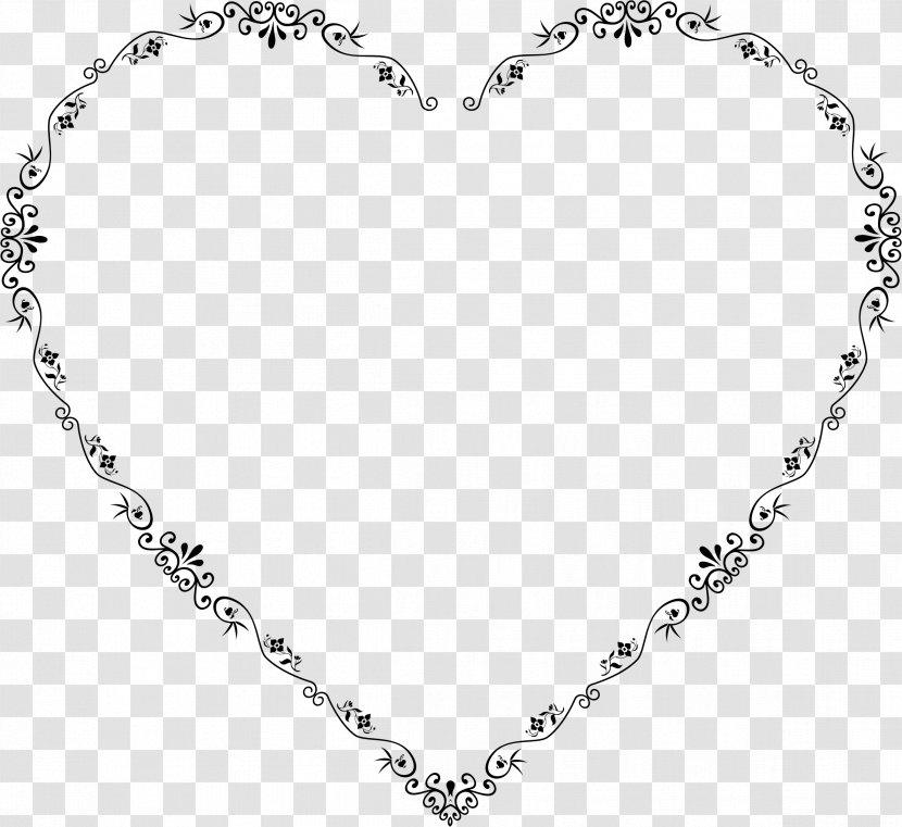Heart Clip Art - Black And White - Flourish Transparent PNG