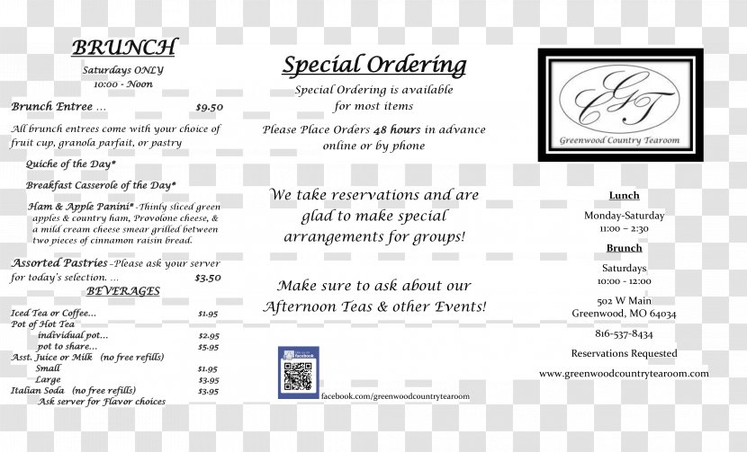 Document Line Brand - Afternoon Tea Menu Transparent PNG