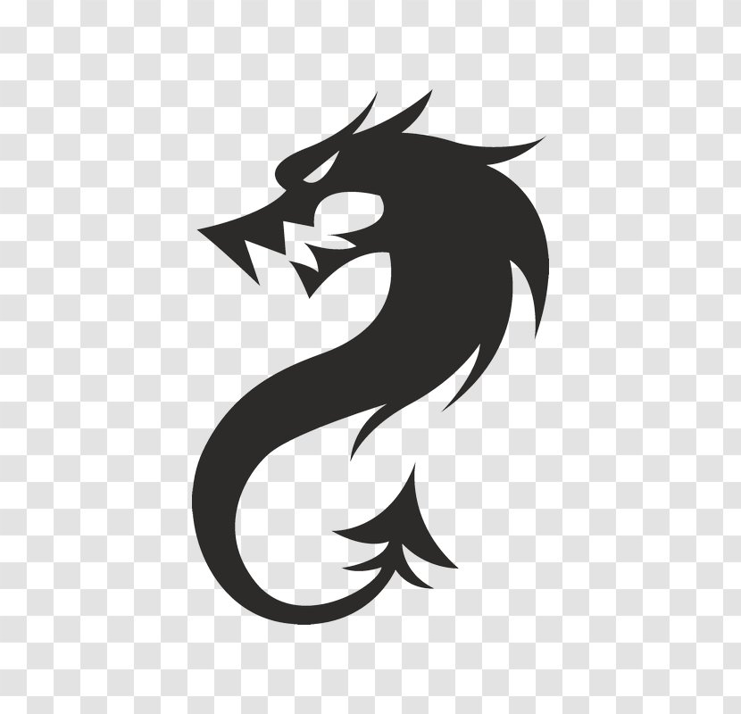Dragon Logo Clip Art - Monochrome Transparent PNG