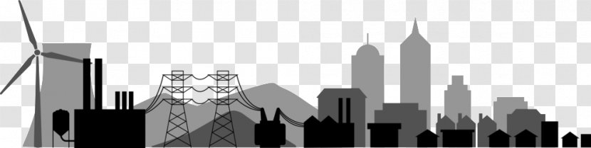 Skyline Electricity Urban Area Cityscape Skyscraper - Monochrome Photography - Energy System Transparent PNG