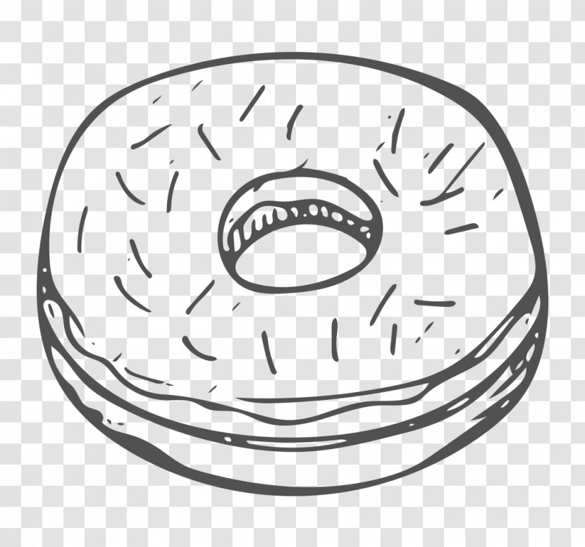 Doughnut Cartoon Food - Line Art - Donut Transparent PNG