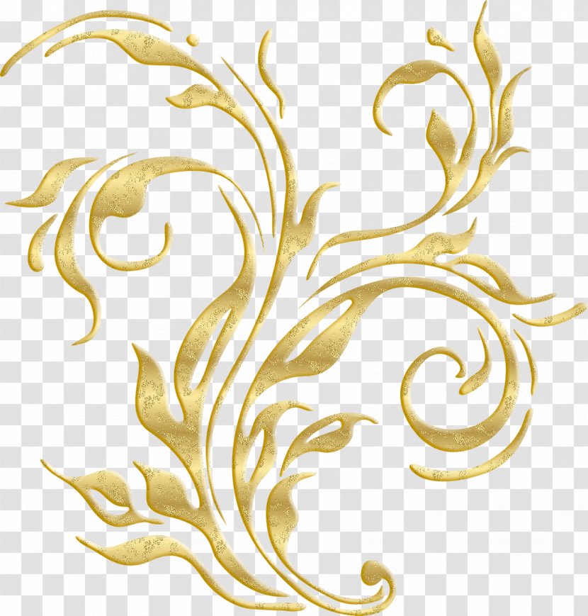 Gold Motif Clip Art - Plant Pattern Transparent PNG