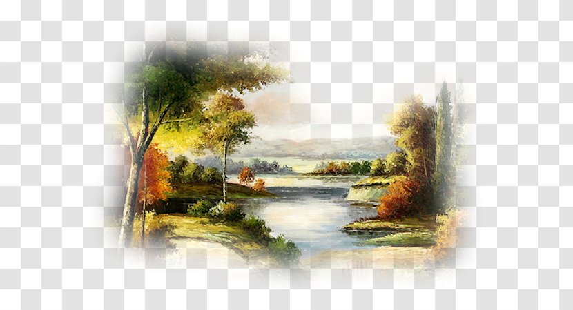 Watercolor Painting Landscape - Fluvial Landforms Of Streams Transparent PNG