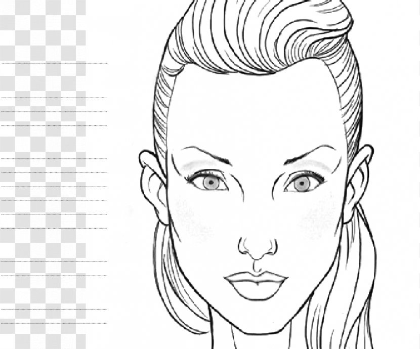 Face Chart Make-up Artist Cosmetics Clip Art - Cartoon - Template Transparent PNG