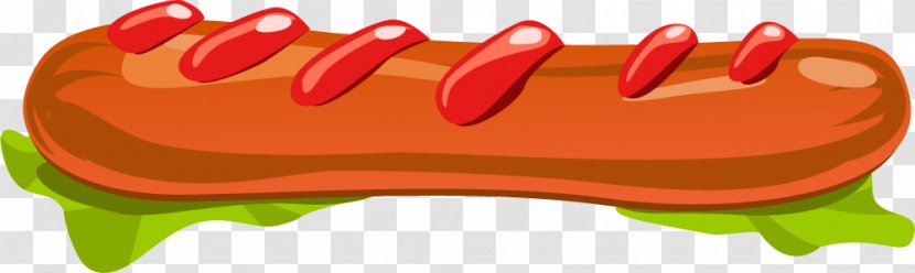 Hot Dog Sausage Fast Food - Romaine Lettuce - Hand Painted Red Transparent PNG