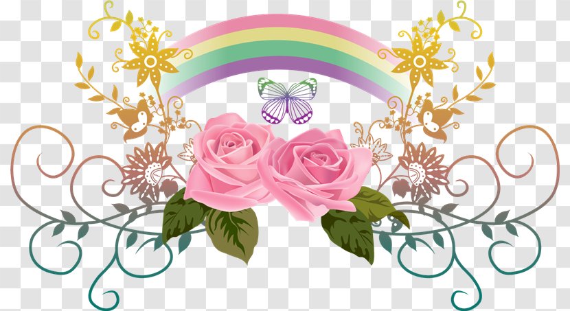 Floral Design Panel Color Garden Roses Drawing - Pink - Tri Transparent PNG