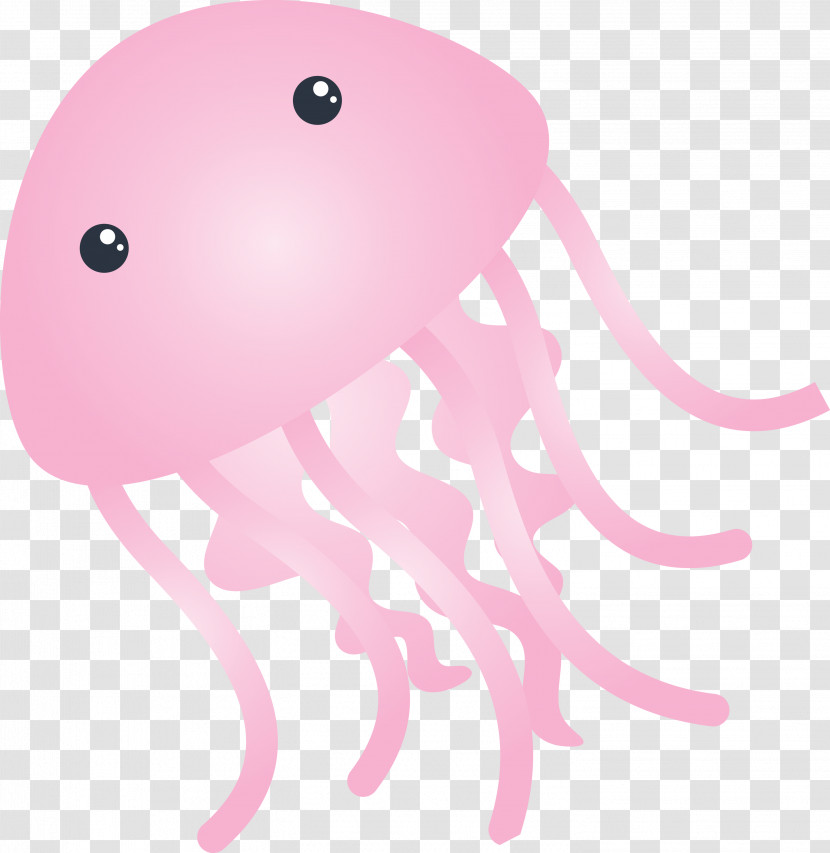 Octopus Pink Cartoon Jellyfish Cnidaria Transparent PNG