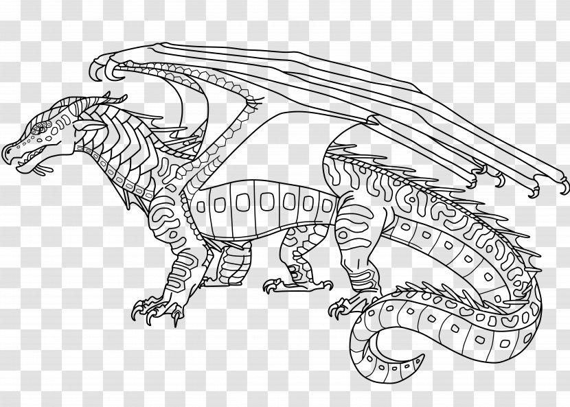 Wings Of Fire Line Art Coloring Book Dragon - Organism Transparent PNG