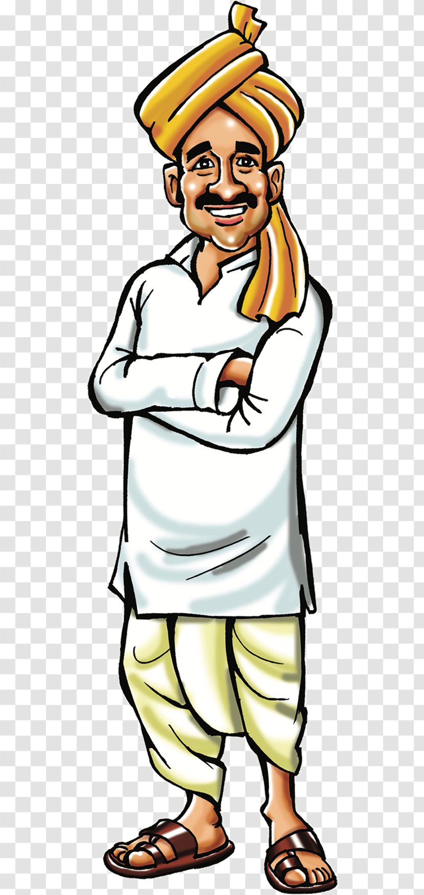 Human Behavior Cartoon Headgear Clip Art - Male - Indian Farmer Transparent PNG