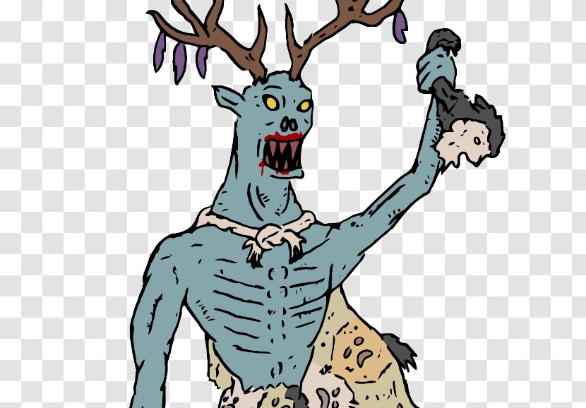 Wendigo Reindeer Demon Skin-walker Monster - Cartoon Transparent PNG