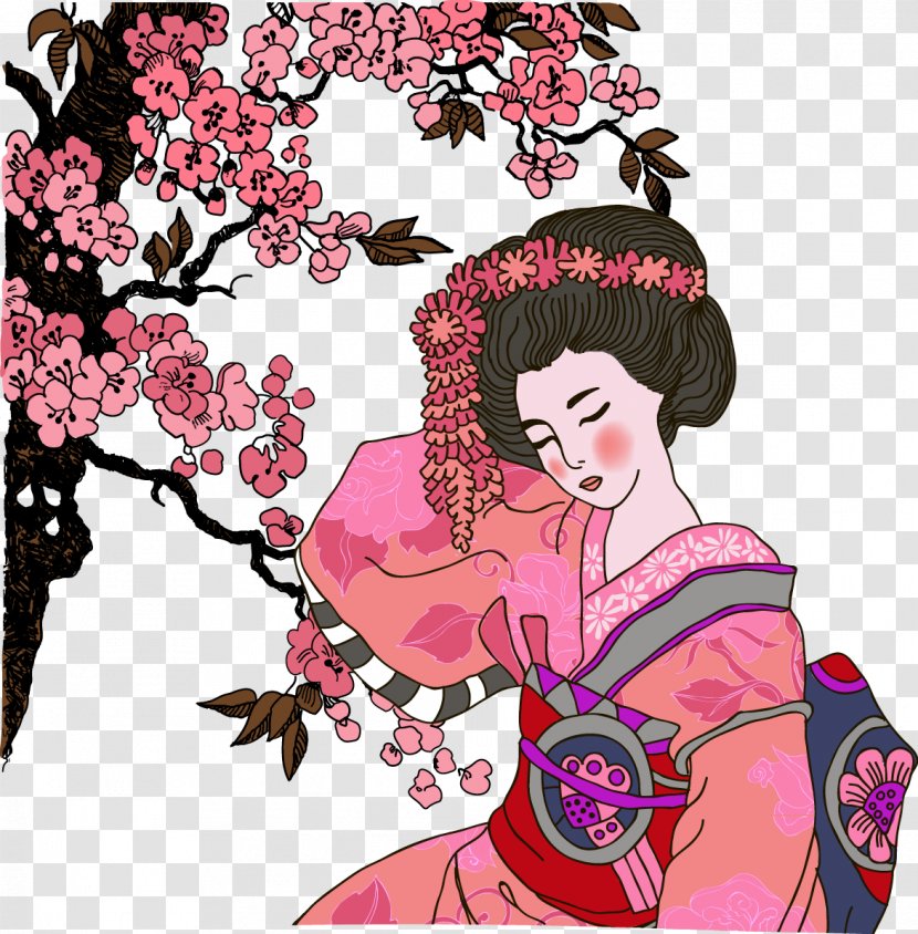 Japan Geisha Graphic Design Illustration - Art - Red Japanese Transparent PNG