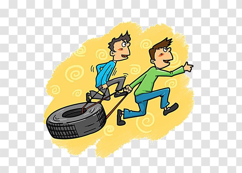 Man Clip Art - Happiness - Cartoon Pull Tires Transparent PNG