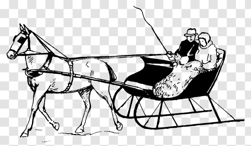 Horse-drawn Vehicle Sled Pferdeschlitten Drawing - Horse Harnesses Transparent PNG