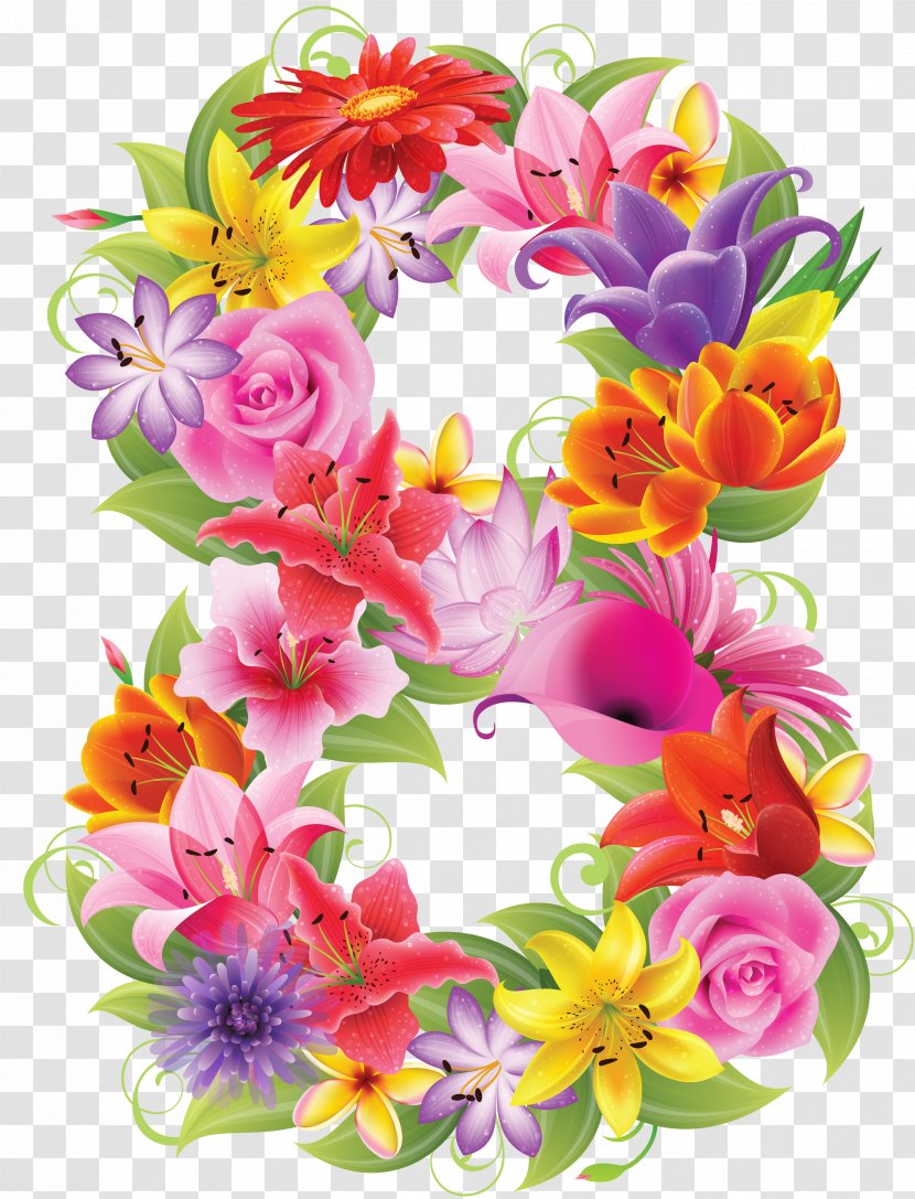 Number Alphabet Flower Clip Art - Arranging - 8 Transparent PNG