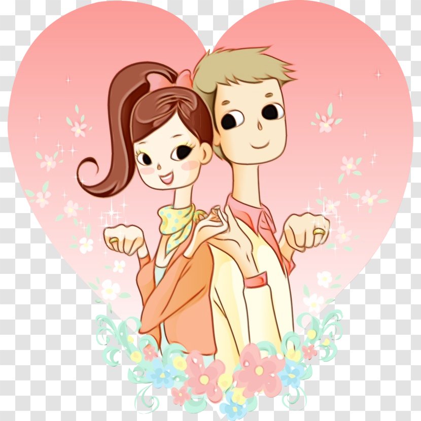 Cartoon Heart Pink Fictional Character Love - Paint - Gesture Transparent PNG