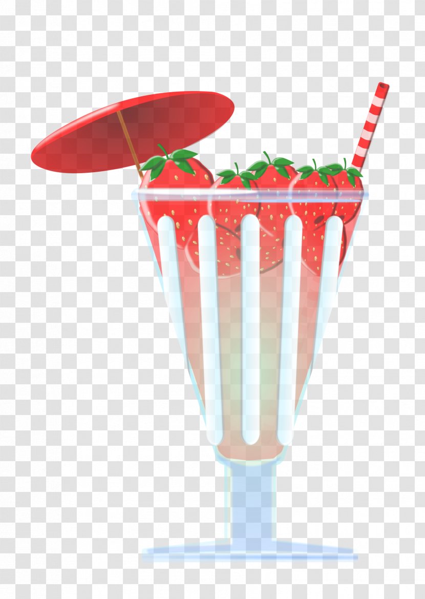 Ice Cream Cones Cocktail Frozen Yogurt Strawberry - Punch Transparent PNG