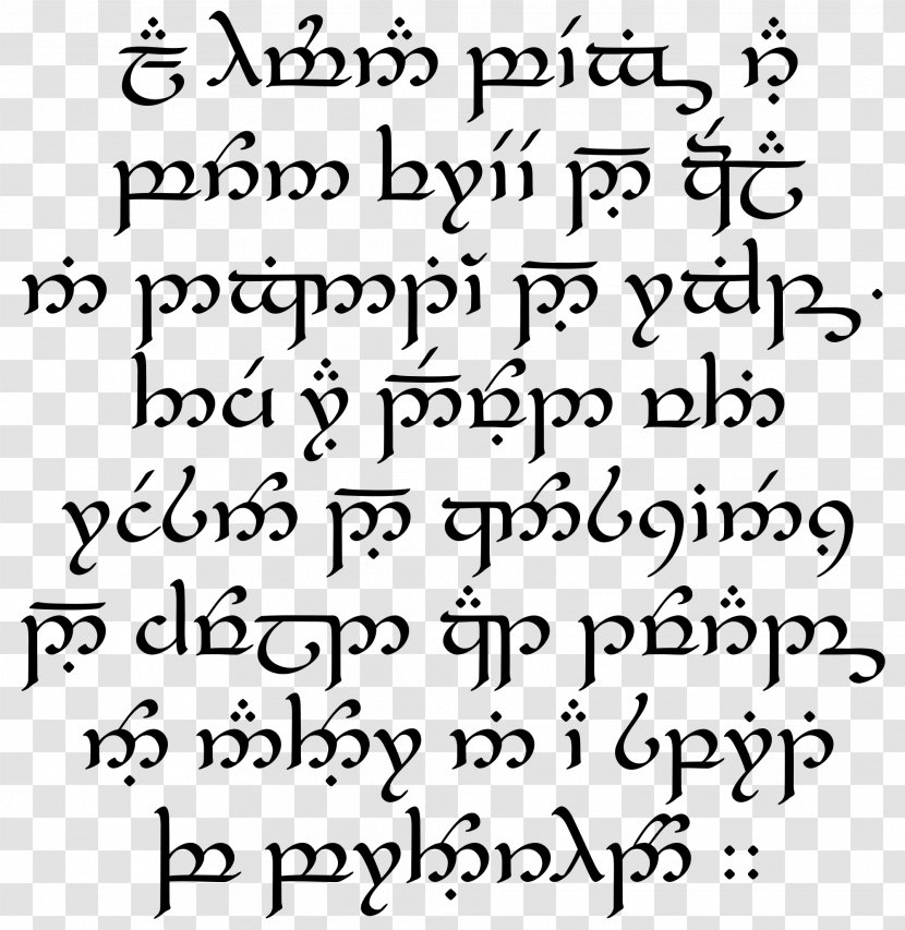 The Lord Of Rings Quenya Tengwar Writing Alphabet - Elf Transparent PNG
