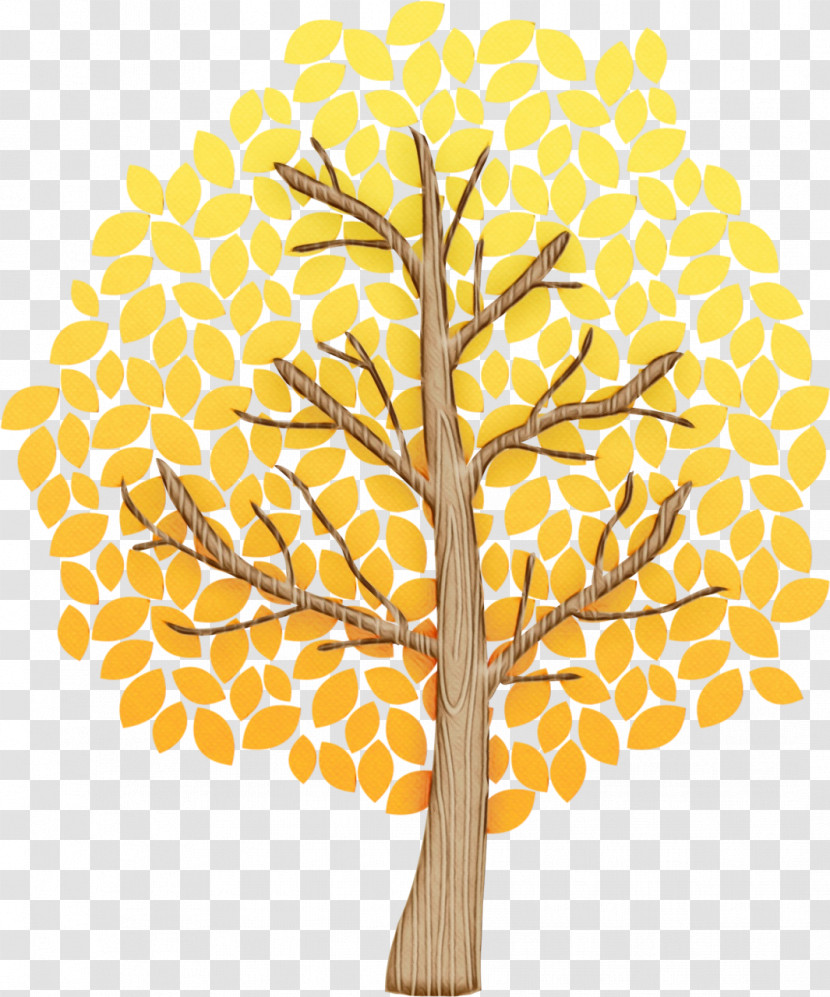 Leaf Tree Twig Yellow Line Transparent PNG