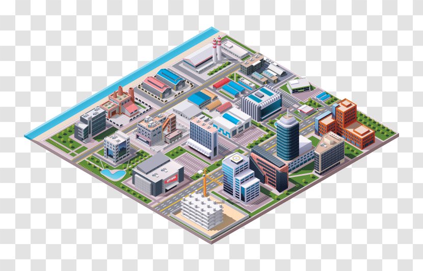 City Map Isometric Projection Transparent PNG