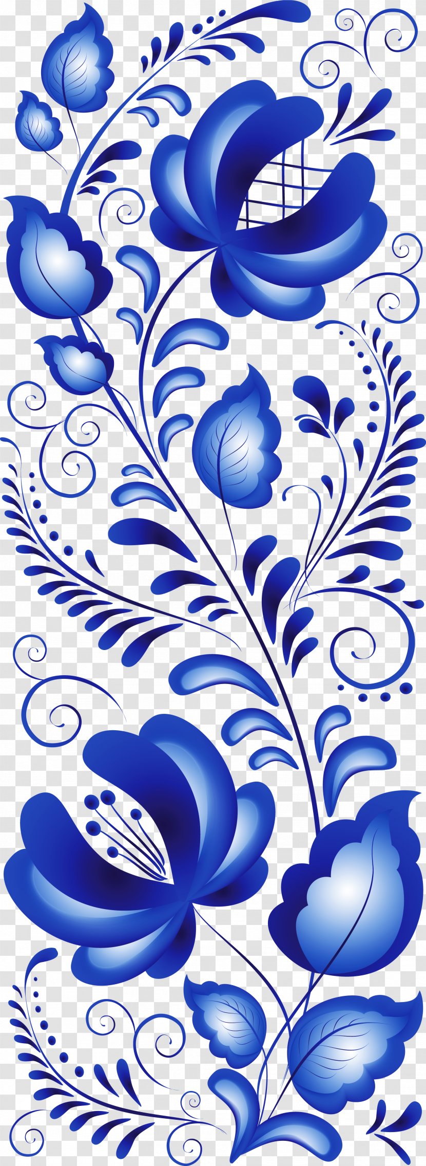 Ornament Gzhel Flower - Stock Photography - Blue Floral Transparent PNG