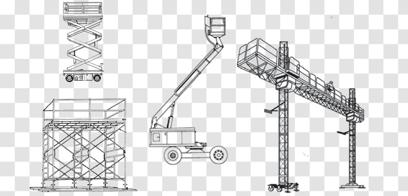 Aerial Work Platform Scaffolding Elevator Drawing Hydraulics - Line Art - Stage Railing Transparent PNG