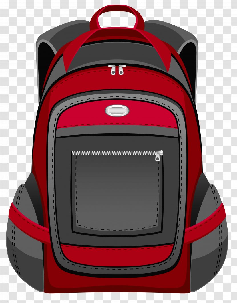 Backpack Bag Clip Art - Grey - Black And Red Vector Clipart Transparent PNG