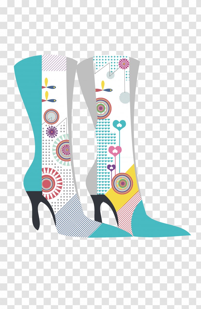 High-heeled Footwear Boot Shoe Drawing - Highheeled - Hand-painted Boots Transparent PNG