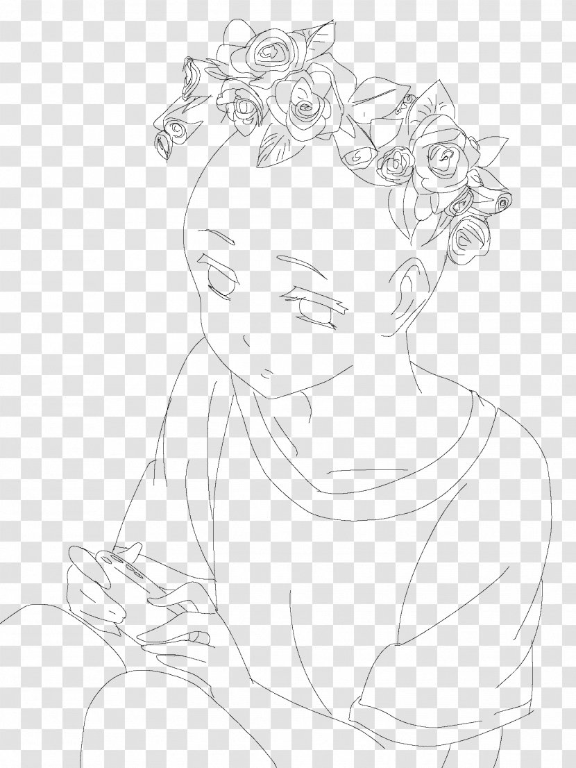 Drawing Line Art Sketch - Silhouette - Flower Crown Transparent PNG