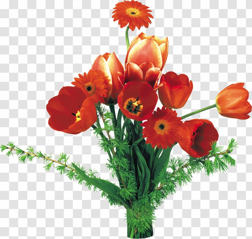 Tulip Cut Flowers Desktop Wallpaper Flower Bouquet - Floristry - Gerbera Transparent PNG