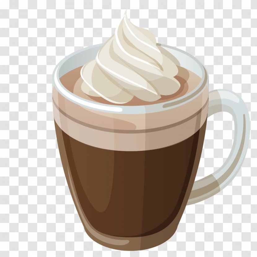 White Coffee Cappuccino Latte Iced - Cup - Vector Cartoon Wine Transparent PNG