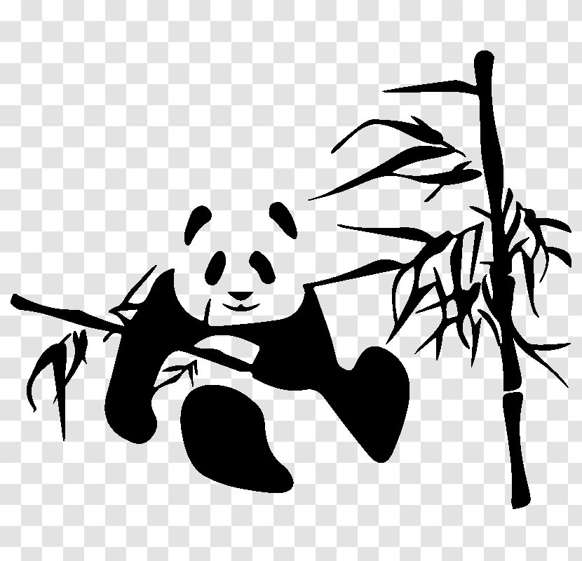 Giant Panda Red Wall Decal Sticker - Black - Bamboo Transparent PNG
