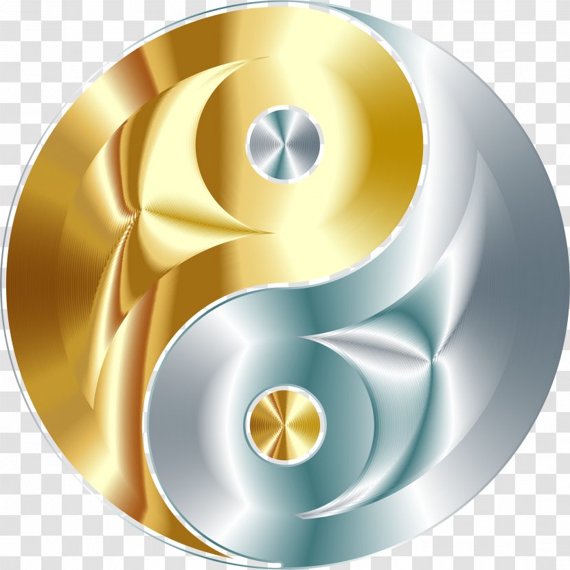 Yin And Yang Gold Silver Symbol Clip Art Transparent PNG