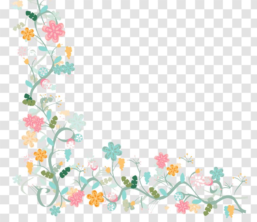 Flower Watercolor Painting - Floral Border Background Vector Material Transparent PNG