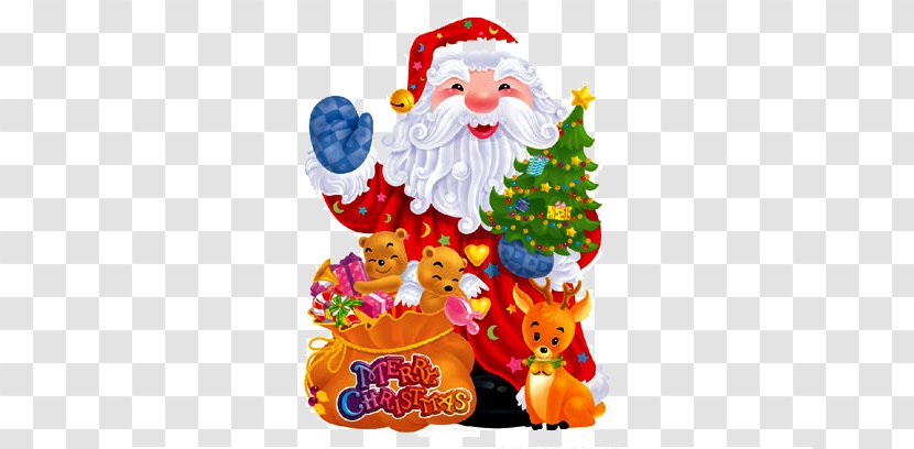 Santa Claus Car Christmas Tree Sticker - Decoration Transparent PNG