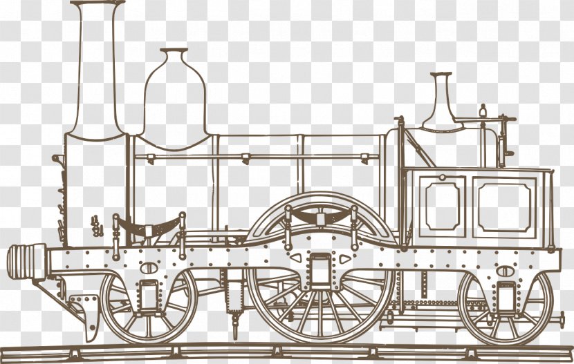 Drawing Steam Railway Train Image Rail Transport - Engine Transparent PNG