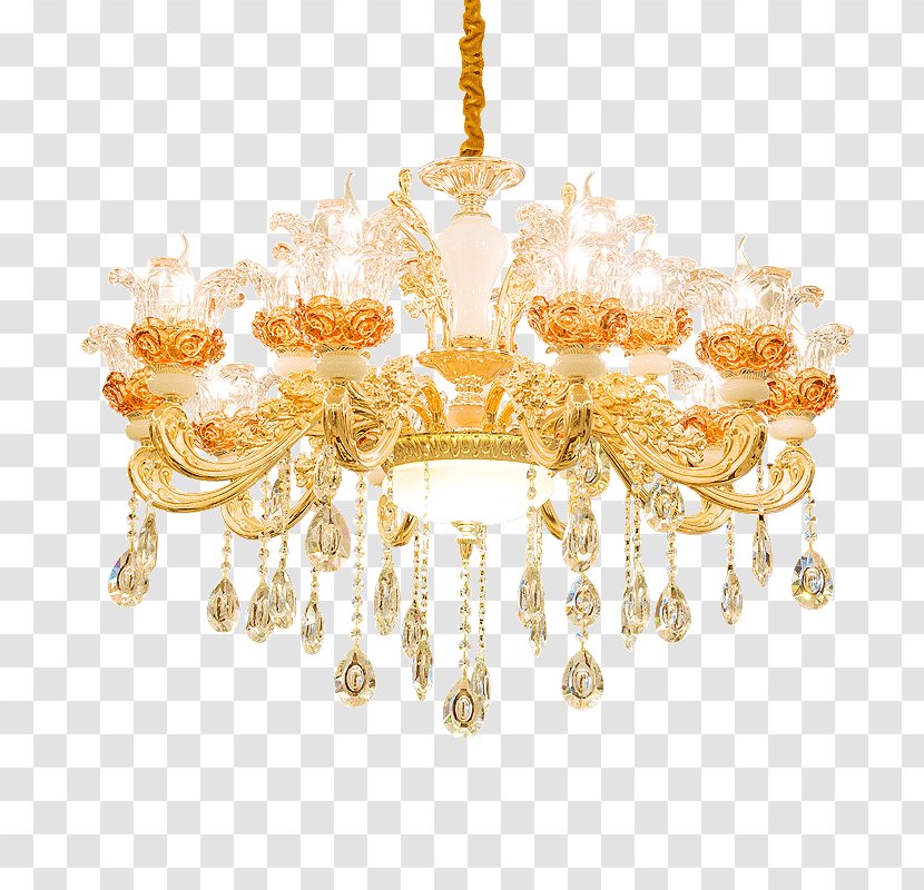 Chandelier Baroque Brass Lamp Light Fixture Transparent PNG