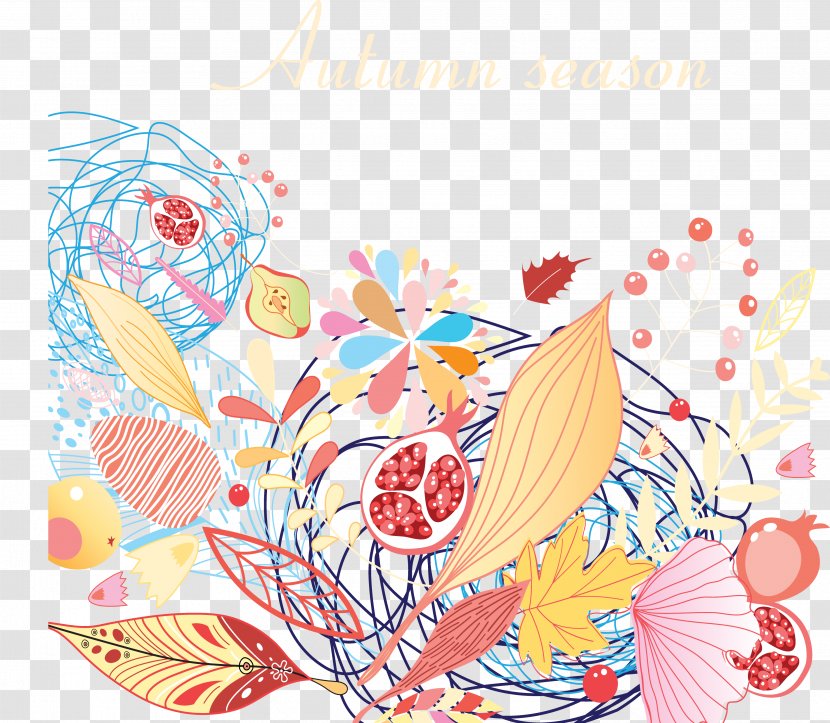 Autumn Illustration - Drawing - Colorful Leaves Vector Material Transparent PNG