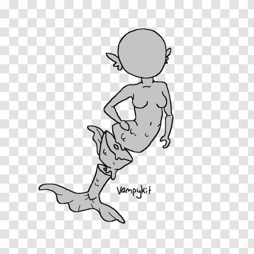 Clip Art Thumb Line Drawing Mermaid - Flower - Template Transparent PNG