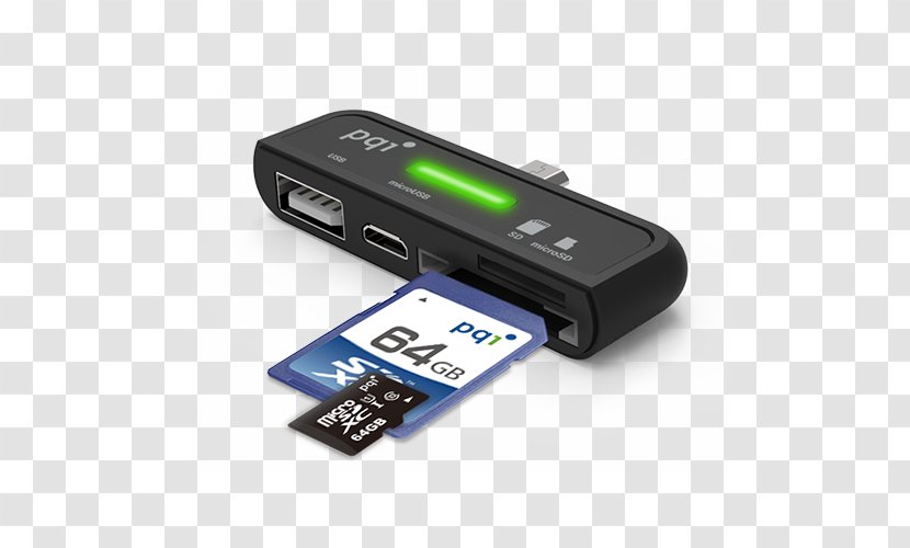 Card Reader Power Quotient International USB On-The-Go 4 In 1 Smart - Multimedia Transparent PNG