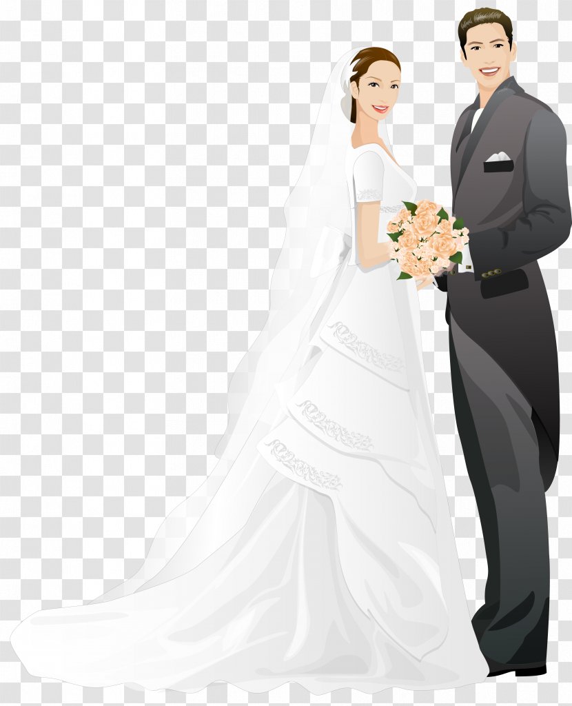 Wedding Marriage Boyfriend Bridegroom - Bride And Groom Watercolor Transparent PNG