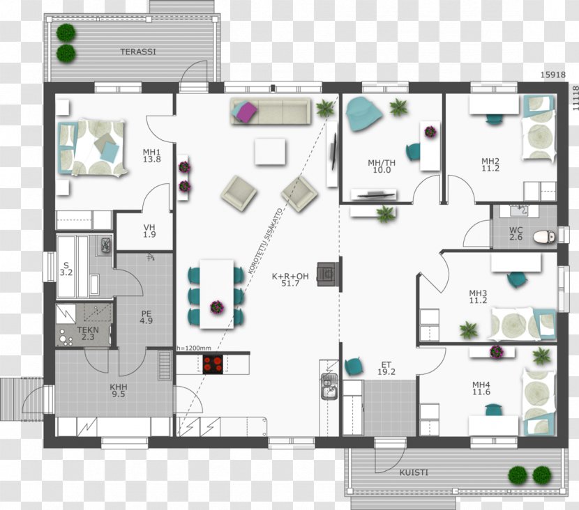 Floor Plan Hailuoto House Villa Pohjolan Design-Talo Oy Transparent PNG