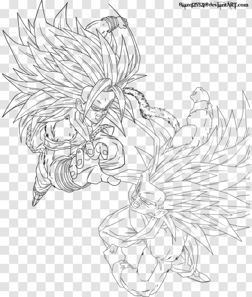 Goku Line Art Super Saiyan Drawing - Silhouette - Father Son Transparent PNG