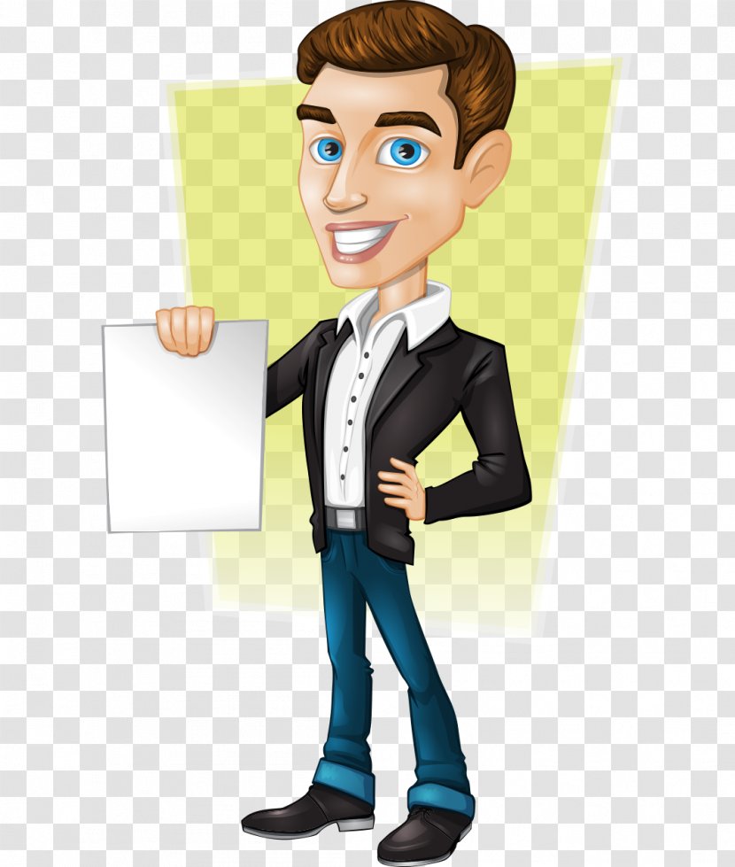 Paper Businessperson Character Illustration - Business - Hand-painted Cartoon Handsome Man Transparent PNG