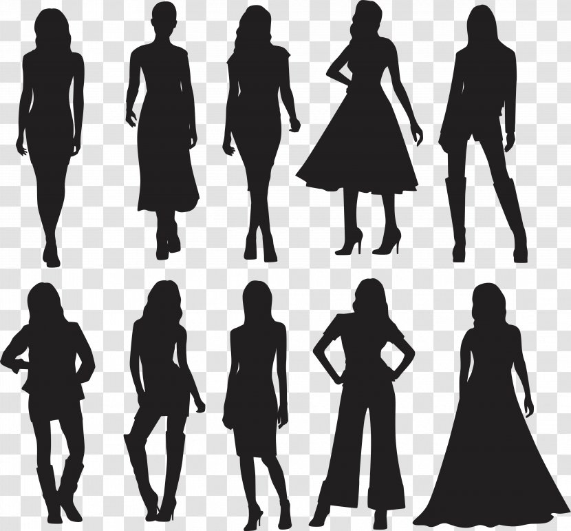 Silhouette Model Fashion - Black And White Transparent PNG