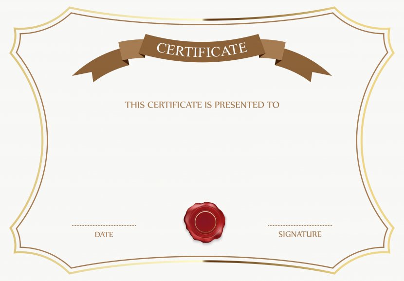 Template Academic Certificate Clip Art - Product Design - White And Brown Image Transparent PNG