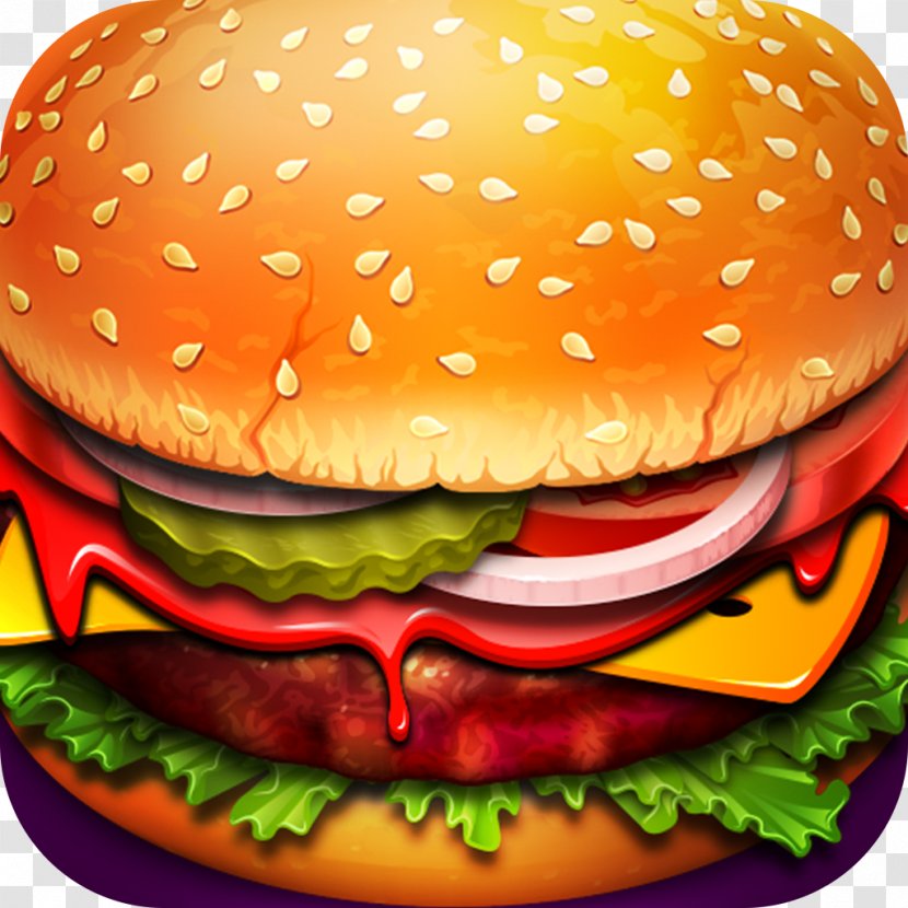Hamburger Veggie Burger Cheeseburger Fast Food Free Arcade Games - Orange Transparent PNG