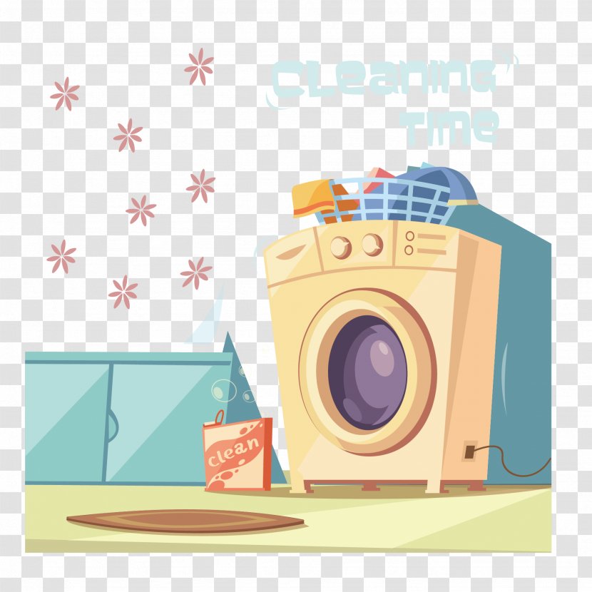 Washing Machine Laundry Towel Illustration - Vector Flat Transparent PNG